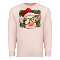 Pale Pink christmas pig Premium Sweatshirt - RanaPortraitStore