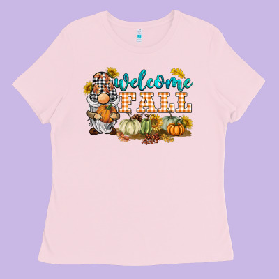 Welcome Fall Gnome Ladies Tee Designed By Barkaloodesign