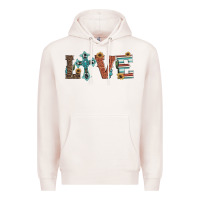 Pale Pink western love with cross Premium Hoodie - Artiststas