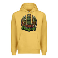 Antique Gold happy christmas black Premium Hoodie - JahusDesignShop
