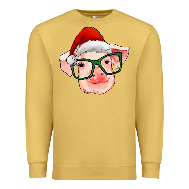 Christmas Pig With Santa Claus Hat Premium Sweatshirt by RanaPortraitStore | Teevron