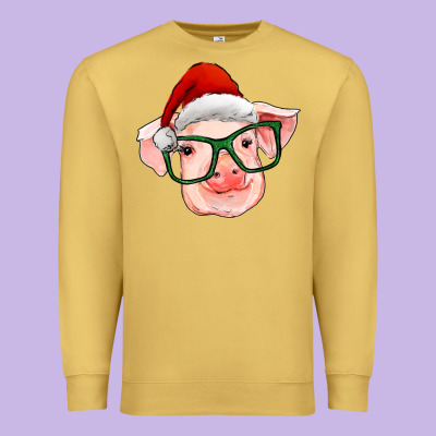 Christmas Pig With Santa Claus Hat Premium Sweatshirt Designed By Ranaportraitstore