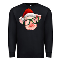 Black christmas pig with santa claus hat Premium Sweatshirt - RanaPortraitStore