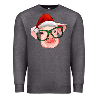 Charcoal Heather christmas pig with santa claus hat Premium Sweatshirt - RanaPortraitStore