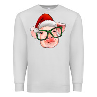Dove Grey christmas pig with santa claus hat Premium Sweatshirt - RanaPortraitStore