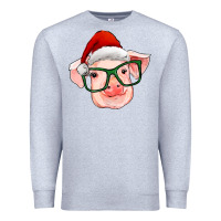 Heather Grey christmas pig with santa claus hat Premium Sweatshirt - RanaPortraitStore