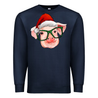 Navy christmas pig with santa claus hat Premium Sweatshirt - RanaPortraitStore