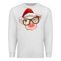 Oatmeal Heather christmas pig with santa claus hat Premium Sweatshirt - RanaPortraitStore
