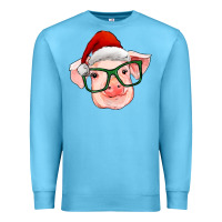 Ocean Blue christmas pig with santa claus hat Premium Sweatshirt - RanaPortraitStore