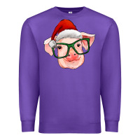 Purple christmas pig with santa claus hat Premium Sweatshirt - RanaPortraitStore