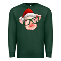 Sports Green christmas pig with santa claus hat Premium Sweatshirt - RanaPortraitStore