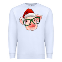 White christmas pig with santa claus hat Premium Sweatshirt - RanaPortraitStore