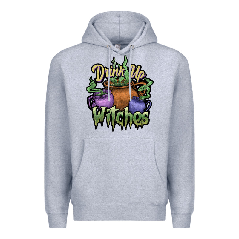 Drink Up Witches White Premium Hoodie by JahusDesignShop | Teevron