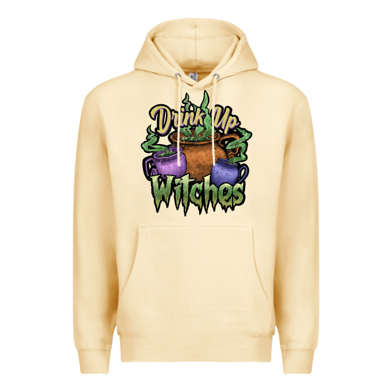 Drink Up Witches White Premium Hoodie by JahusDesignShop | Teevron