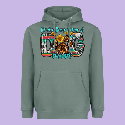 Kinda Busy Being A Dog Mom Heavyweight Hoodie Designed By Zillion Design Studio