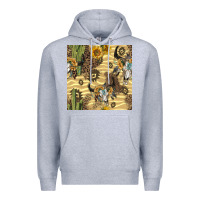 Heather Grey aztec bull skull Premium Hoodie - BundleAndBundleShop