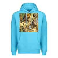 Ocean Blue aztec bull skull Premium Hoodie - BundleAndBundleShop