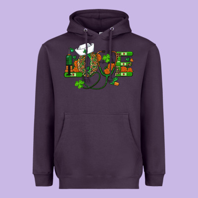 St Patricks Day Love Nurse Heavyweight Hoodie Designed By Ranaportraitstore