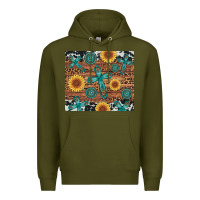 Army Green cross gemstone and sunflower Premium Hoodie - Artiststas