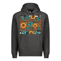 Charcoal Heather cross gemstone and sunflower Premium Hoodie - Artiststas