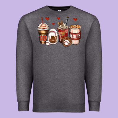 Baseball Coffee Cups Premium Sweatshirt Designed By Zillion Design Studio