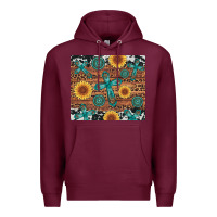 Burgundy cross gemstone and sunflower Premium Hoodie - Artiststas