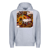 Heather Grey pig and barn Premium Hoodie - BundleAndBundleShop