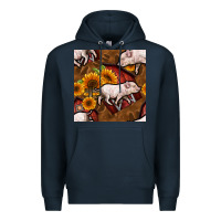 Navy pig and barn Premium Hoodie - BundleAndBundleShop