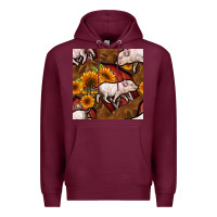 Burgundy pig and barn Premium Hoodie - BundleAndBundleShop