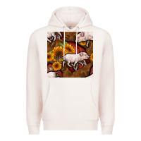 Pale Pink pig and barn Premium Hoodie - BundleAndBundleShop
