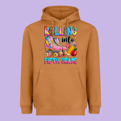 Rolling Into Fifth Grade Heavyweight Hoodie Designed By Texasbilliewilder