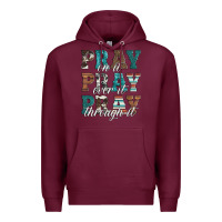 Burgundy pray on it pray over it pray through it Premium Hoodie - Artiststas