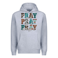 Heather Grey pray on it pray over it pray through it Premium Hoodie - Artiststas