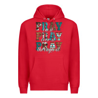 Red pray on it pray over it pray through it Premium Hoodie - Artiststas