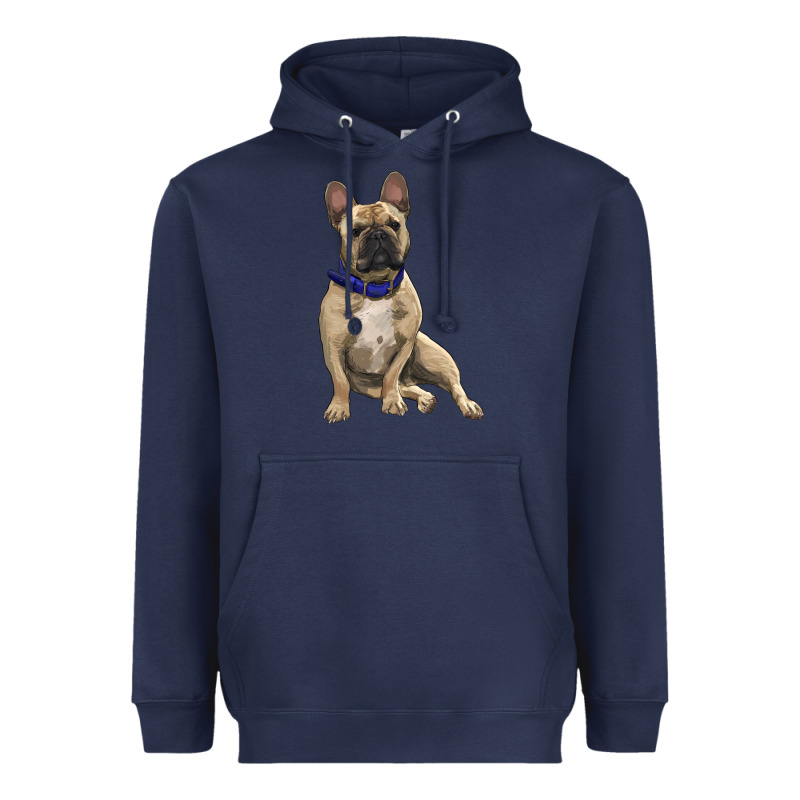 French Bulldog With Royal Blue Heavyweight Hoodie by RanaPortraitStore | Teevron