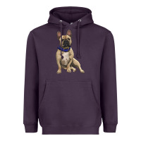 Plum french bulldog with royal blue Heavyweight Hoodie - RanaPortraitStore