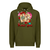 Army Green love you playing cards roses and pearls Premium Hoodie - AdoDesignShop