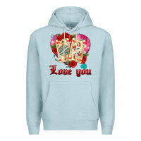Blue Mist love you playing cards roses and pearls Premium Hoodie - AdoDesignShop