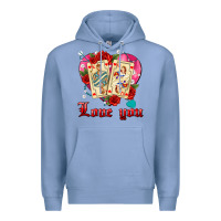 Colony Blue love you playing cards roses and pearls Premium Hoodie - AdoDesignShop