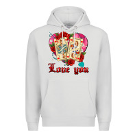 Dove Grey love you playing cards roses and pearls Premium Hoodie - AdoDesignShop
