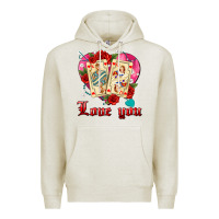 Oatmeal Heather love you playing cards roses and pearls Premium Hoodie - AdoDesignShop
