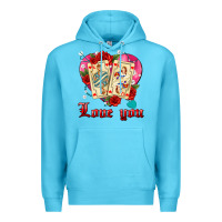 Ocean Blue love you playing cards roses and pearls Premium Hoodie - AdoDesignShop