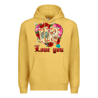 Antique Gold love you playing cards roses and pearls Premium Hoodie - AdoDesignShop