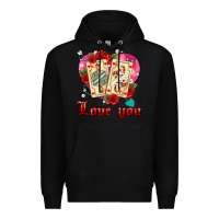 Black love you playing cards roses and pearls Premium Hoodie - AdoDesignShop