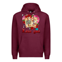 Burgundy love you playing cards roses and pearls Premium Hoodie - AdoDesignShop
