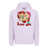 Lilac love you playing cards roses and pearls Premium Hoodie - AdoDesignShop