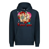 Navy love you playing cards roses and pearls Premium Hoodie - AdoDesignShop