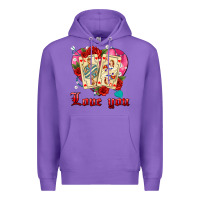 Purple love you playing cards roses and pearls Premium Hoodie - AdoDesignShop