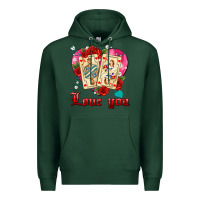 Sports Green love you playing cards roses and pearls Premium Hoodie - AdoDesignShop