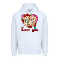 White love you playing cards roses and pearls Premium Hoodie - AdoDesignShop